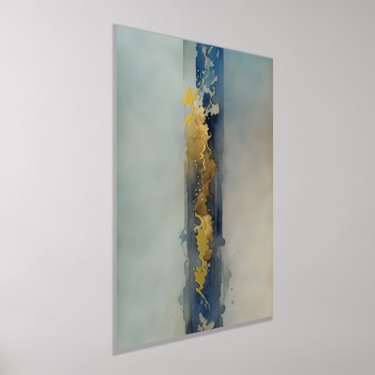 Waterverf etherisch abstract goudblauw zand folie afdrukken (Laagn)