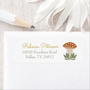 Waterverf Etiket kleine paddenstoel