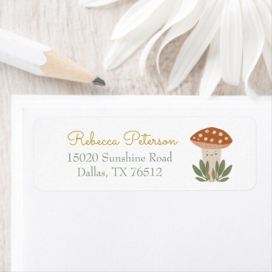 Waterverf Etiket kleine paddenstoel (Insitu)