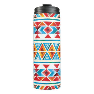 Waterverf etnisch geometrisch patroon. thermosbeker