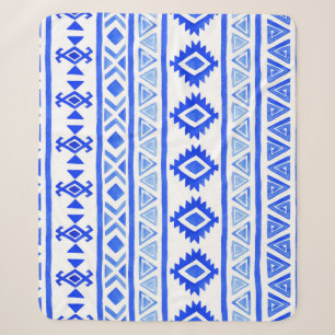 Waterverf etnische Azteken, geometrisch patroon. Sherpa Deken