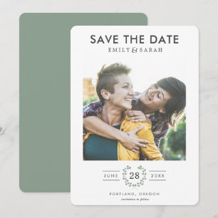 Waterverf Eucalypt LGBTQ sparen de Datum met Foto Save The Date