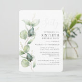 Waterverf Eucalyptus 60 jaar Kaart (Staand voorkant)