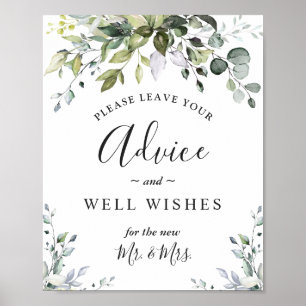 Waterverf Eucalyptus Advice and Well Wishes Sign Poster