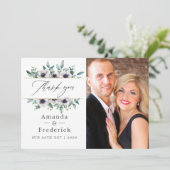 Waterverf Eucalyptus Anemone Geometric Wedding Bedankkaart (Staand voorkant)