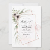 Waterverf Eucalyptus Anemone Geometric Wedding Kaart (Voorkant)