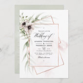 Waterverf Eucalyptus Anemone Geometric Wedding Kaart (Voorkant / Achterkant)