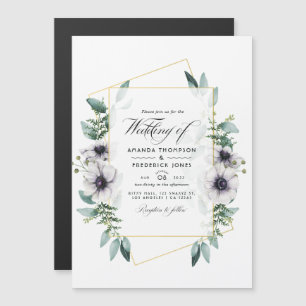 Waterverf Eucalyptus Anemone Geometric Wedding Ma Magnetische Uitnodiging