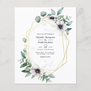 Waterverf Eucalyptus Anemone Geometrische Trouwdag Flyer