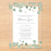 Waterverf Eucalyptus Bat Mitzvah Acryl Uitnodigingen (Voorkant)