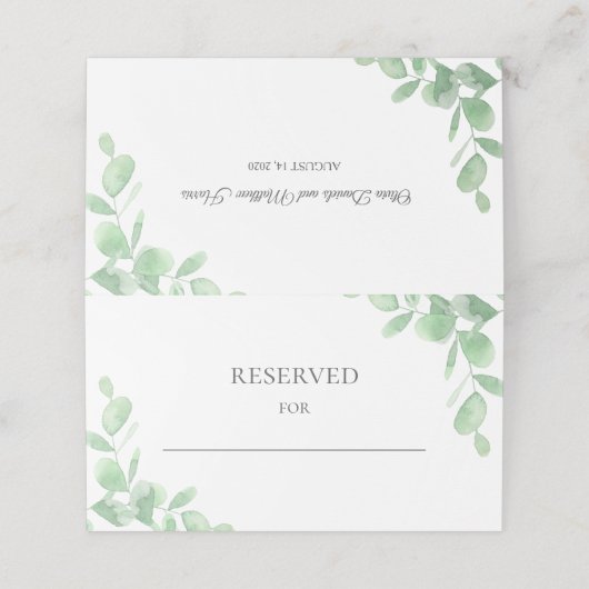 Waterverf Eucalyptus bladeren. Bruiloft Gereservee (Buitenkant ongevouwen)