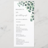 Waterverf Eucalyptus Bladeren Bruiloft Programma (Voorkant)