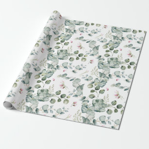 Waterverf Eucalyptus Bladtakken en -bloemen Cadeaupapier
