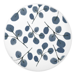 Waterverf Eucalyptus Blauwe Botanische Handgeschil Keramische Knop