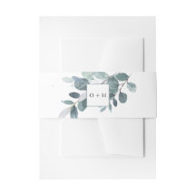 Waterverf Eucalyptus Bloom Invitation Belly Band