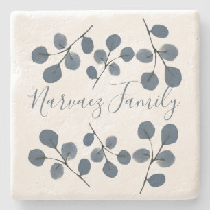 Waterverf Eucalyptus Blue Botanische hand geschild Stenen Onderzetter