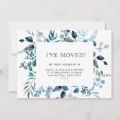Waterverf Eucalyptus Blue Rozen Floral Moving Aankondiging (Voorkant)