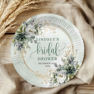 Waterverf Eucalyptus Boho Bruiloftfeest Papier   Papieren Bordje