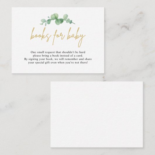 Waterverf Eucalyptus Books for Baby Insert Card Informatiekaartje (Voorkant / Achterkant)