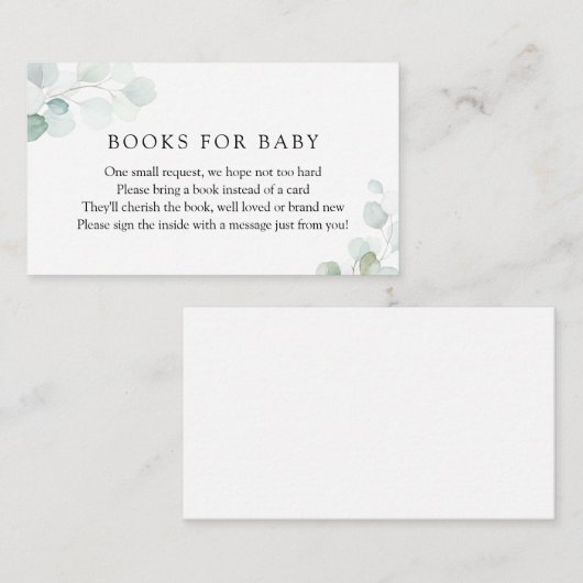 Waterverf Eucalyptus Books for Baby Request Enclo Informatiekaartje (Voorkant / Achterkant)