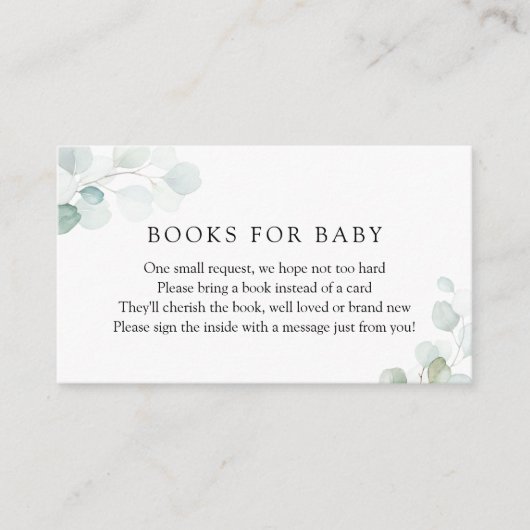 Waterverf Eucalyptus Books for Baby Request Enclo Informatiekaartje (Voorkant)