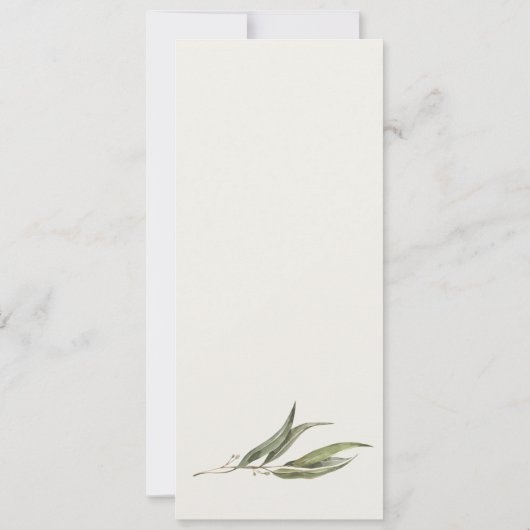 Waterverf Eucalyptus Botanische bruiloft Menu Kaart (Achterkant)