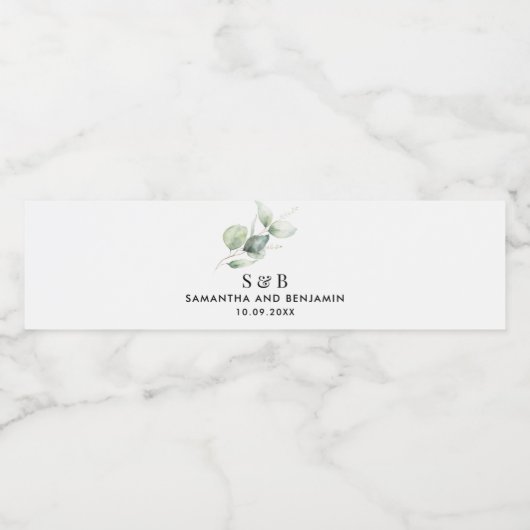 Waterverf Eucalyptus Botanische Minimale Huwelijk Waterfles Etiket (Enkel label)