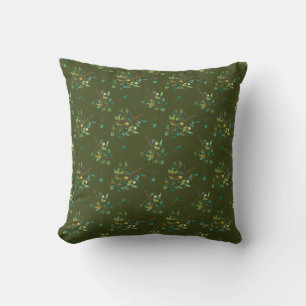 Waterverf Eucalyptus Branches op Olive Pillow Kussen