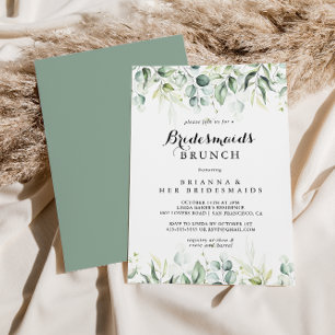 Waterverf Eucalyptus Bridesmaids Brunch Shower Kaart