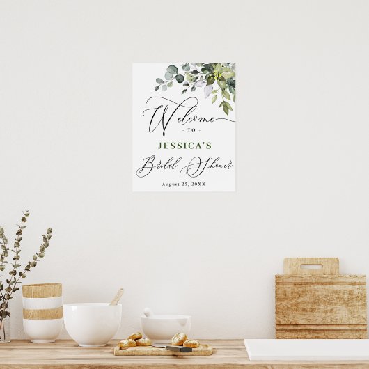 Waterverf Eucalyptus Bruidscadeau Welkomstbord Poster (Keuken)