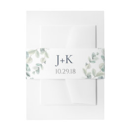 Waterverf Eucalyptus bruiloft buik banden Uitnodigingen Wikkel