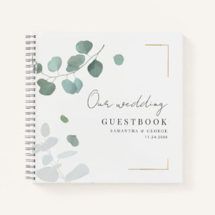 Waterverf Eucalyptus bruiloft gastenboek Notitieboek