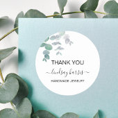 Waterverf eucalyptus dank u sieraden ronde sticker