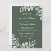Waterverf Eucalyptus Dark Sage Green Wedding Kaart (Voorkant)