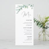 Waterverf Eucalyptus Delicate Calligraphy Wedding Menu (Staand voorkant)