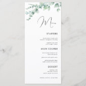 Waterverf Eucalyptus Delicate Calligraphy Wedding Menu (Voorkant)