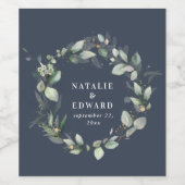 Waterverf eucalyptus elegant bruiloft gunst wijn etiket (Enkel label)