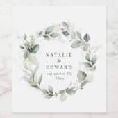 Waterverf eucalyptus elegant bruiloft gunst wijn etiket (Enkel label)