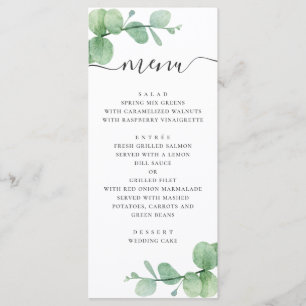 Waterverf eucalyptus. Elegant schrift huwelijk Menu