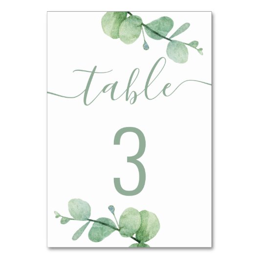 Waterverf eucalyptus. Elegant script bruiloft Kaart (Voorkant)