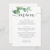 Waterverf eucalyptus. Elegant script bruiloft Menu (Voorkant / Achterkant)