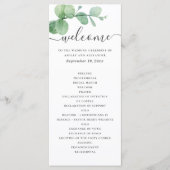 Waterverf eucalyptus. Elegant script bruiloft Programma (Voorkant)