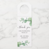 Waterverf eucalyptus. Elegante bruiloft dank u Flessenhanger (Voorkant)