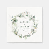 Waterverf eucalyptus elegante huwelijksfeest cadea servet (Voorkant)
