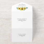 Waterverf Eucalyptus en zonnebloemen All In One Uitnodiging (Buiten)