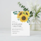 Waterverf Eucalyptus en zonnebloemen Uitnodiging Briefkaart (Staand voorkant)