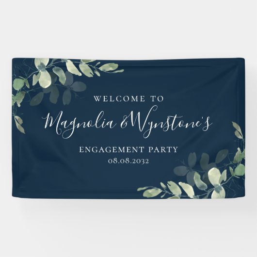 Waterverf Eucalyptus Engagement Party - Welkom Spandoek (Horizontaal)