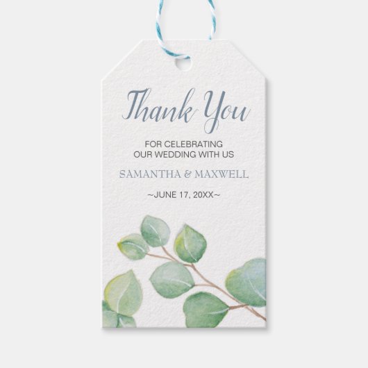 Waterverf Eucalyptus Favor Gift Label Cadeaulabel (Voorkant)