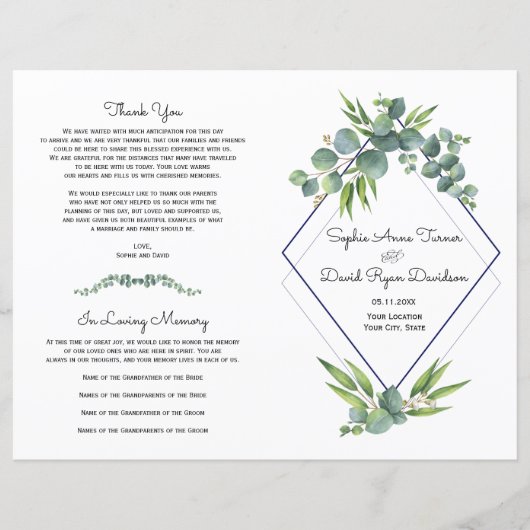 Waterverf Eucalyptus Floral Foliage Wedding (Voorkant)
