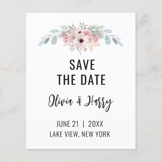Waterverf Eucalyptus Floral Save The Date Flyer (Voorkant)